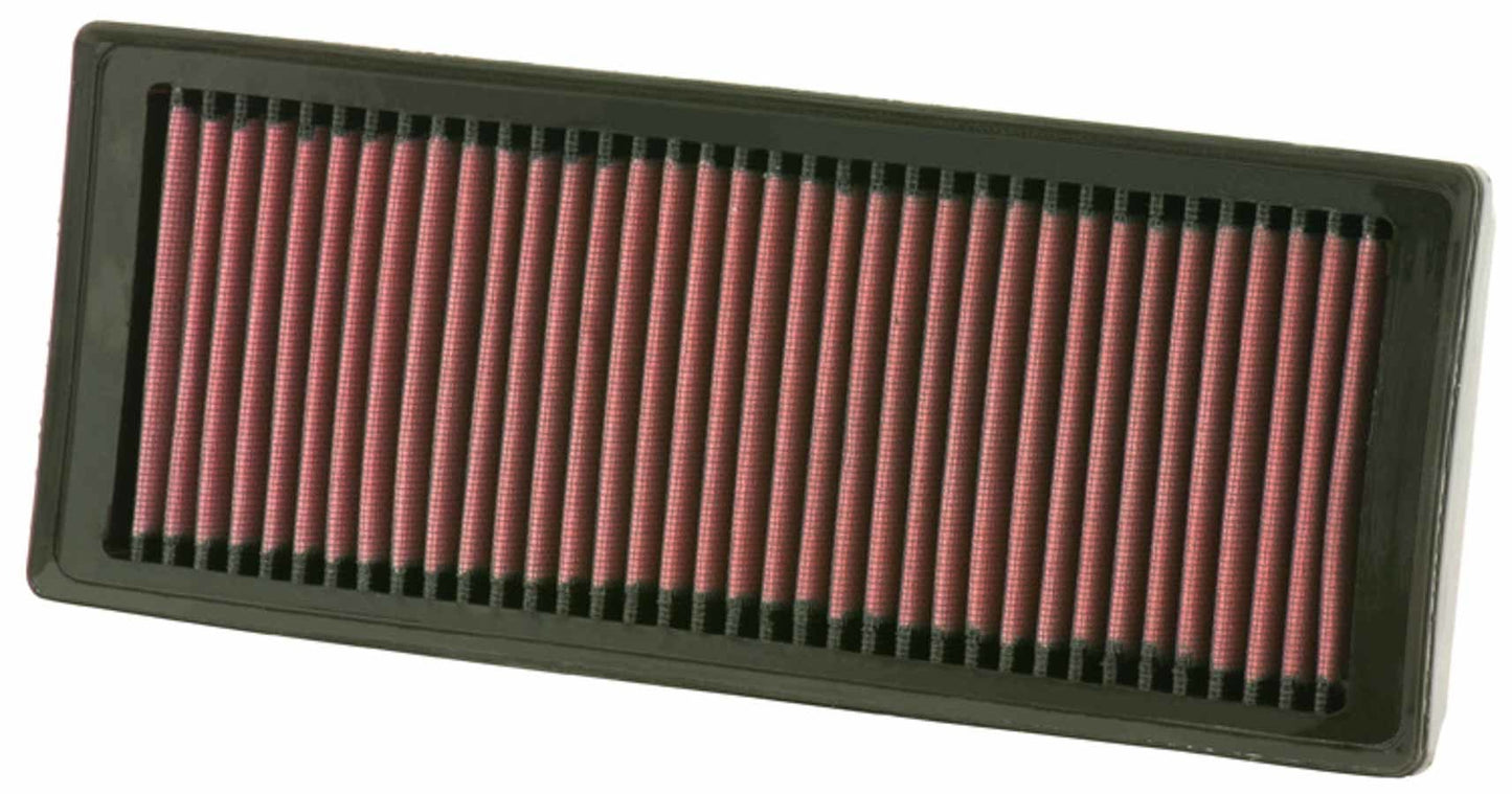 K And N Engineering Air Filter Element - Panel - 12.625 x 5 in - 1.563 in Tall - Reusable Cotton - Red - Audi