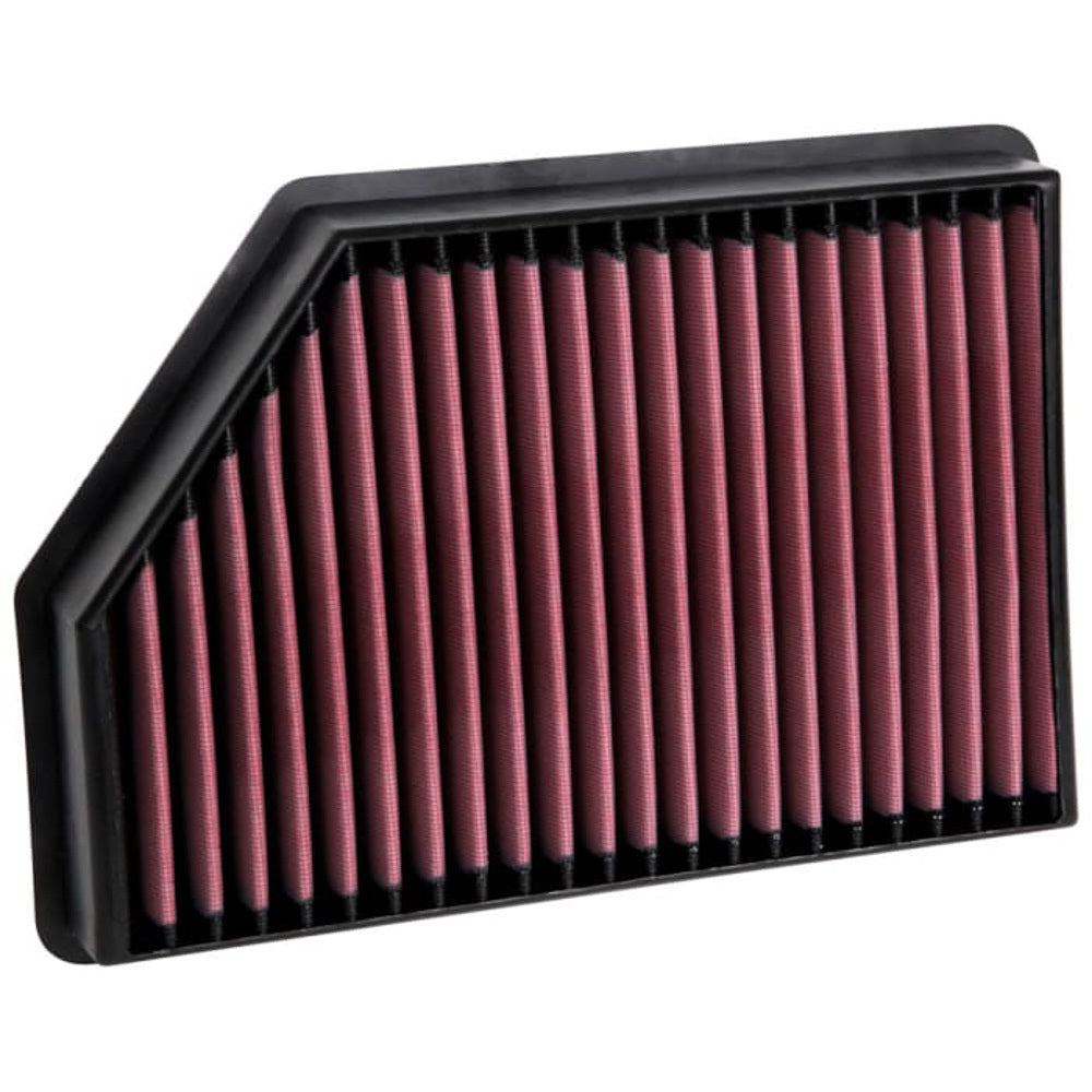 K And N Engineering Air Filter Element - Panel - 9.438 x 13.625 in - 2.25 in Tall - Reusable Cotton - Red - GM Duramax