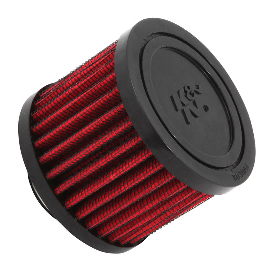 K And N Engineering Breather - Clamp-On - Round - 1 in OD Tube - Reusable - K&N Logo - Rubber - Black - Each