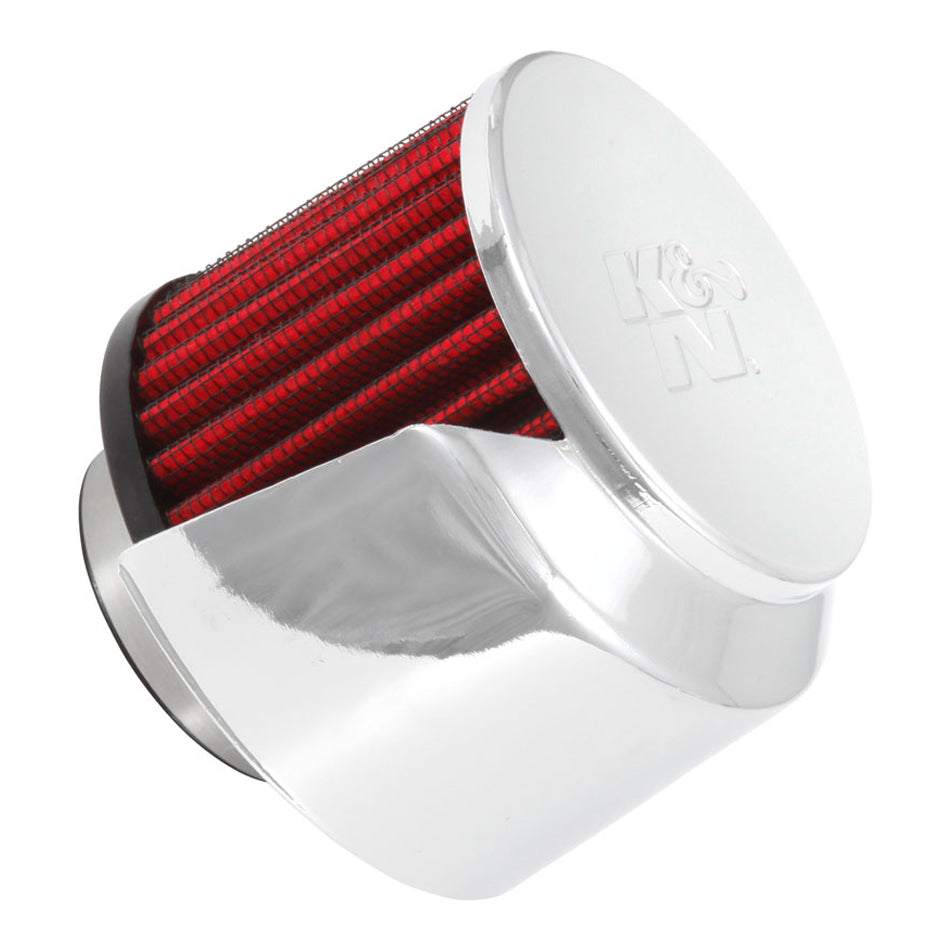 K And N Engineering Breather - Clamp-On - Round - 1-1/2 in OD Tube - Half Shielded - Reusable - K&N Logo - Rubber /
