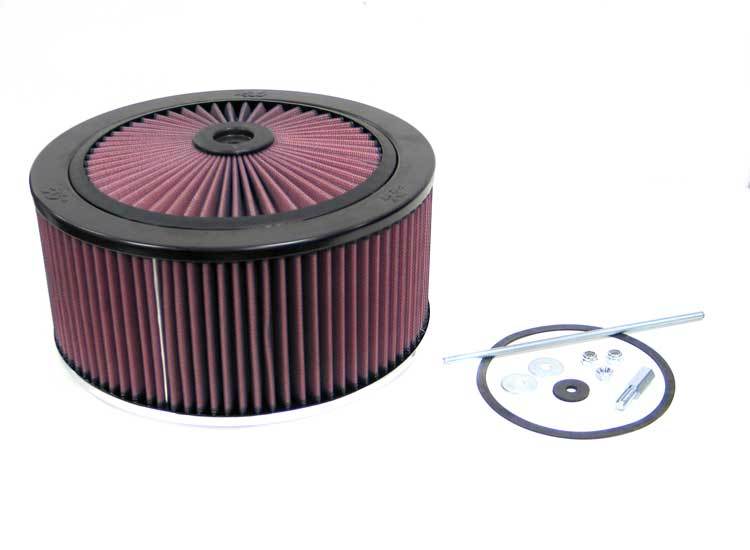 K And N Engineering Air Cleaner Assembly - X-Stream Top - 11 in Round - 5 in Element - 5-1/8 in Carb Flange - Raised