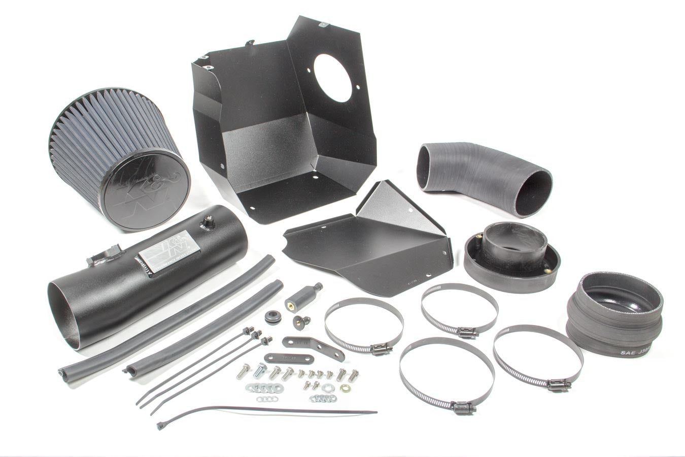 K And N Engineering Air Induction System - 71 Series - Reusable Oiled Filter - Aluminum - Black Powder Coat - Ford