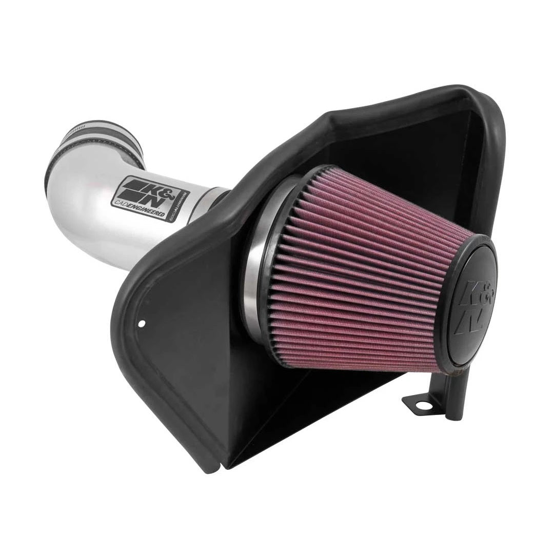 K And N Engineering Air Induction System - 77 Series - Reusable Oiled Filter - Aluminum - Silver Powder Coat - Dodge