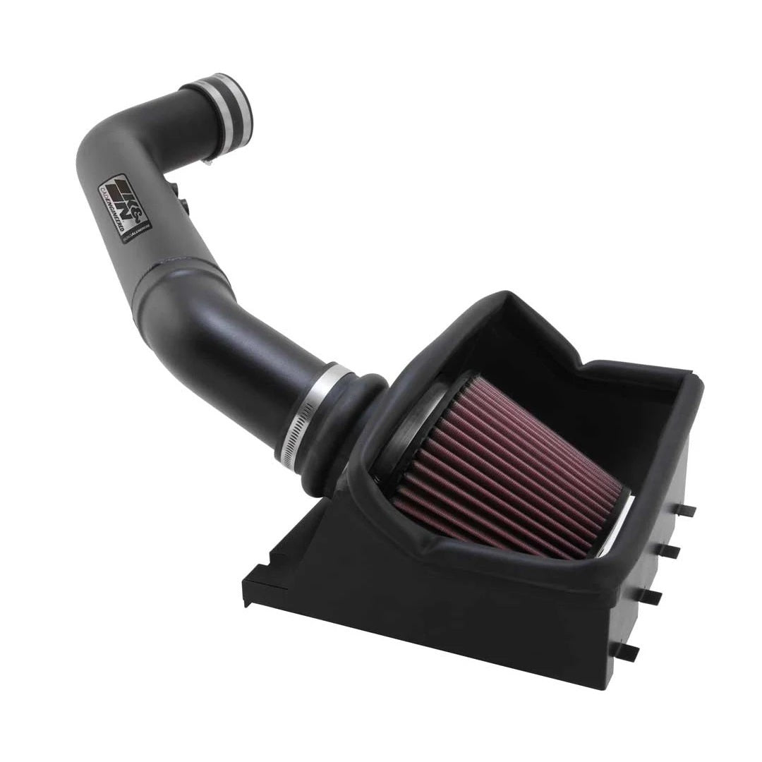 K And N Engineering Air Induction System - 77 Series - Reusable Oiled Filter - Aluminum - Black Powder Coat - Ford