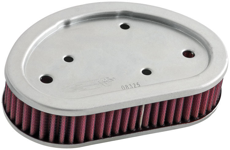 K And N Engineering Air Filter Element - Unique - 7.063 x 4.750 in - 1.625 in Tall - Reusable Cotton - Red - Harley