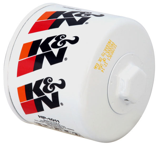 K And N Engineering Oil Filter - Canister - Screw-On - 3.406 in Tall - 13/16-16 in Thread - Steel - White - GM - Each