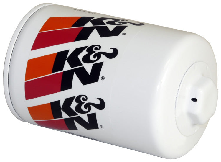 K And N Engineering Oil Filter - Canister - Screw-On - 4.781 in Tall - 13/16-16 in Thread - Steel - White Paint -