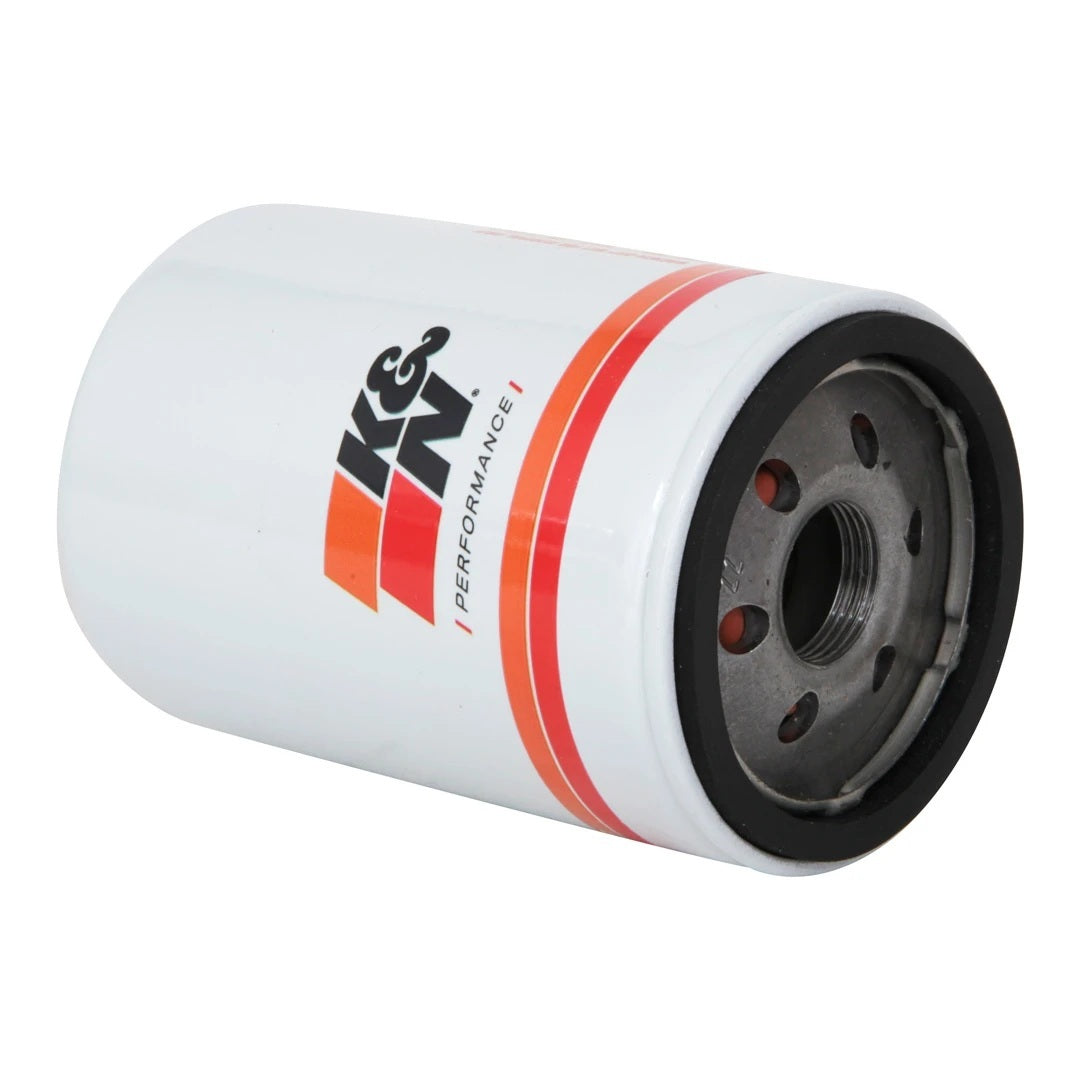 K And N Engineering Oil Filter - Canister - Screw-On - 4.78 in Tall - 22 mm x 1.5 Thread - Steel - White Paint - GM