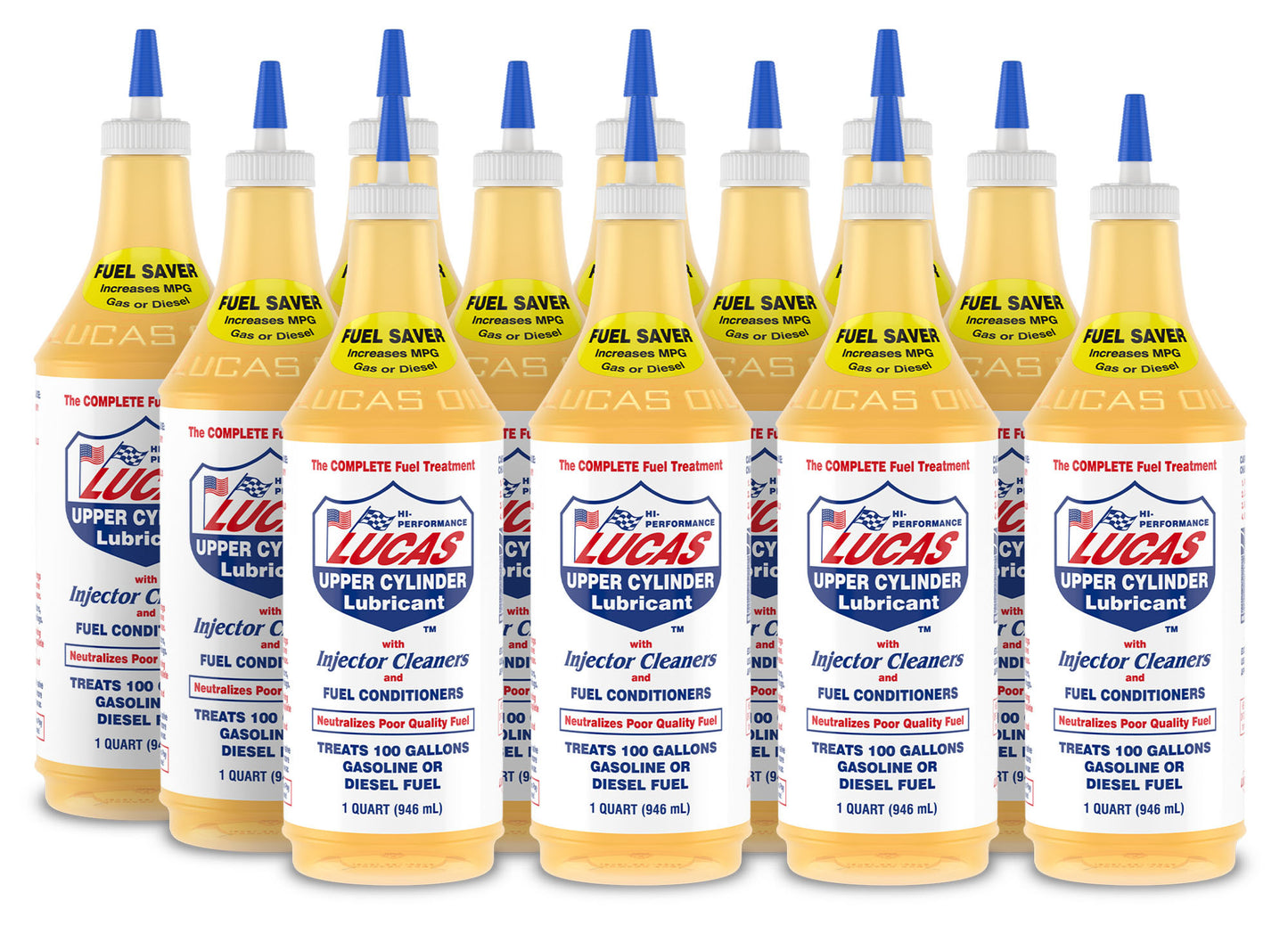 Lucas Oil Fuel Additive - Upper Cylinder Lube - System Cleaner - Lubricant - 1 qt Bottle - Diesel / Gas - Set of 12