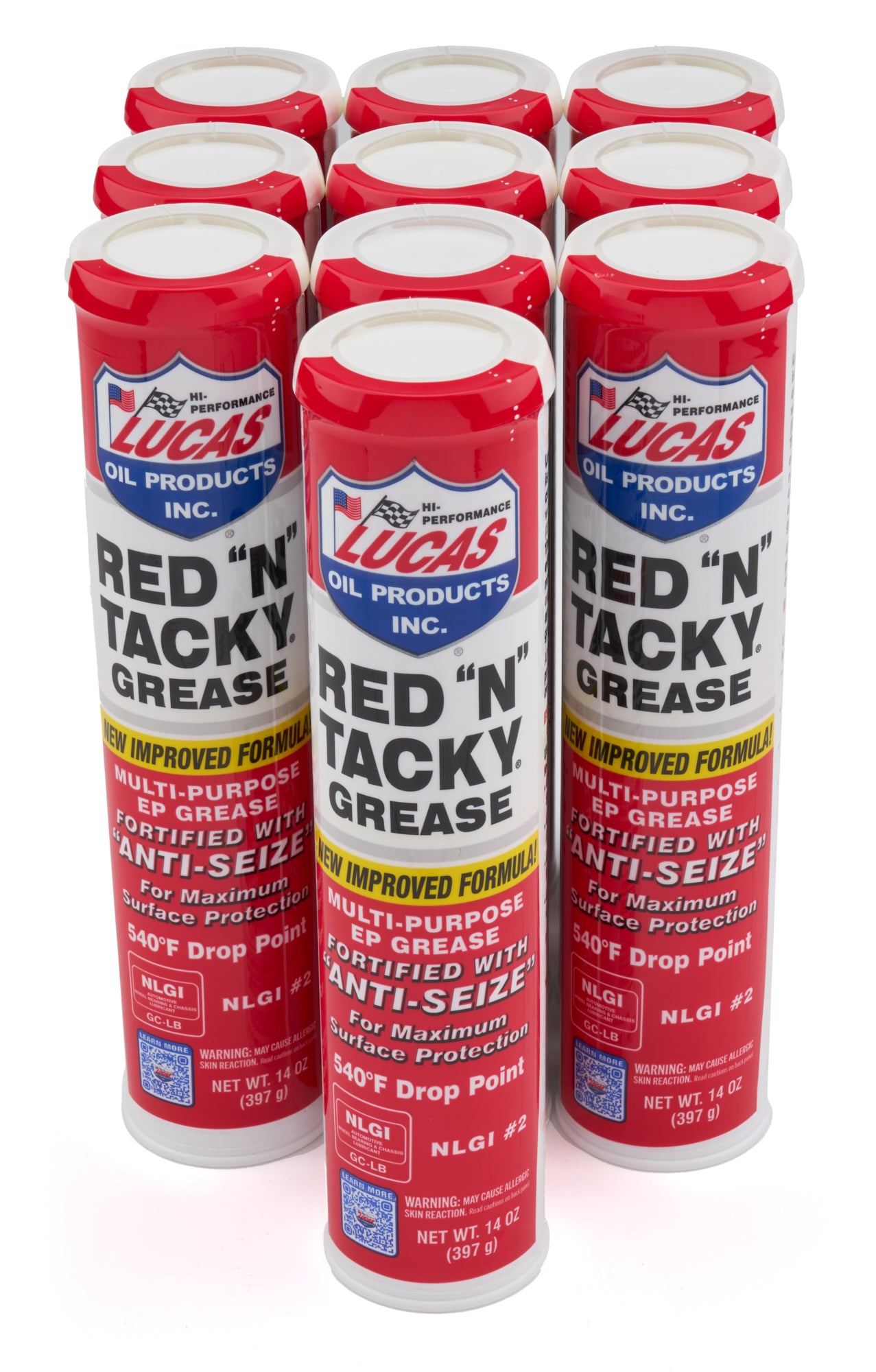 Lucas Oil Grease - Red N Tacky - Conventional - 14 oz Cartridge - Set of 10