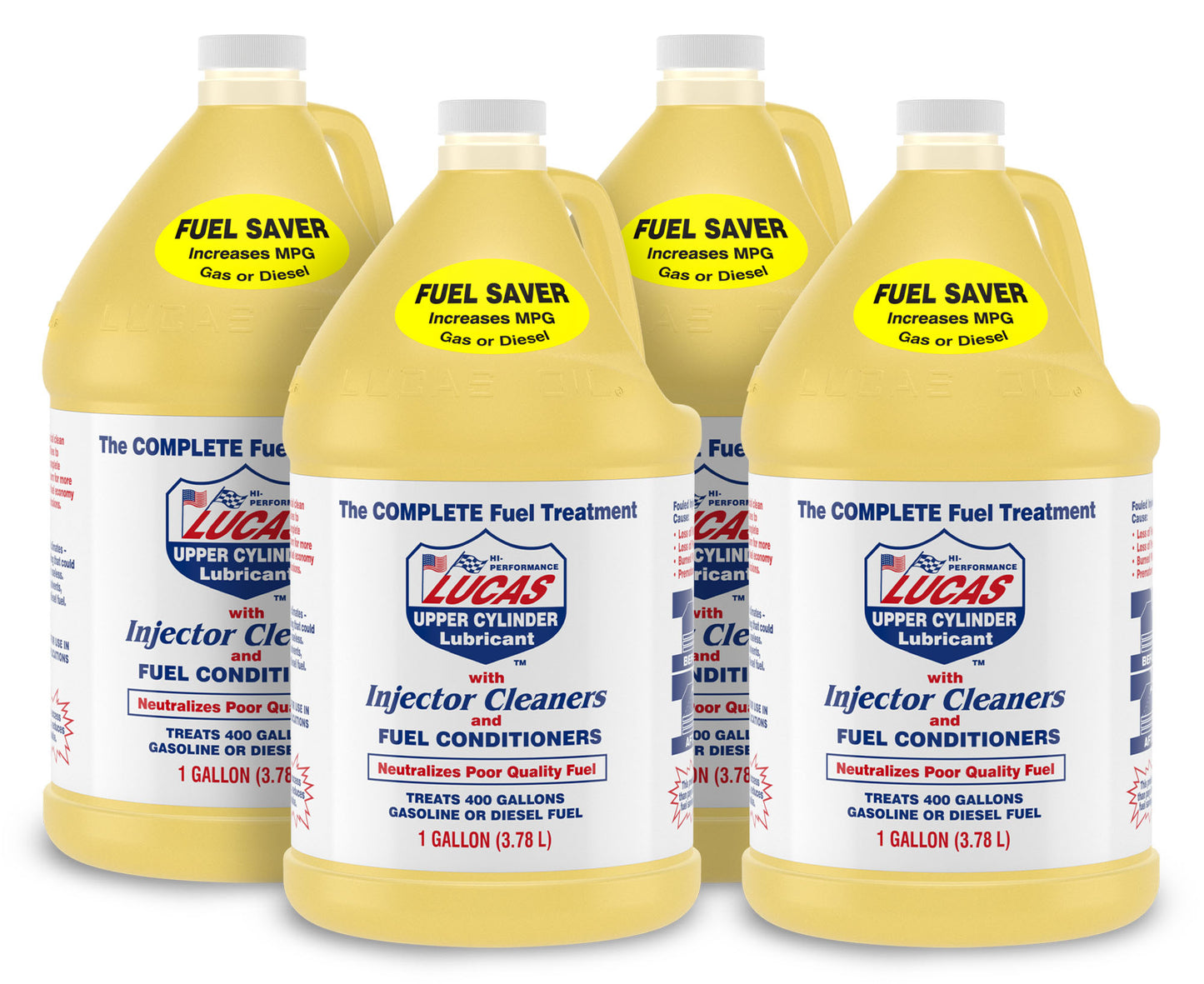 Lucas Oil Fuel Additive - Upper Cylinder Lube - System Cleaner - Lubricant - 1 gal Jug - Diesel / Gas - Set of 4