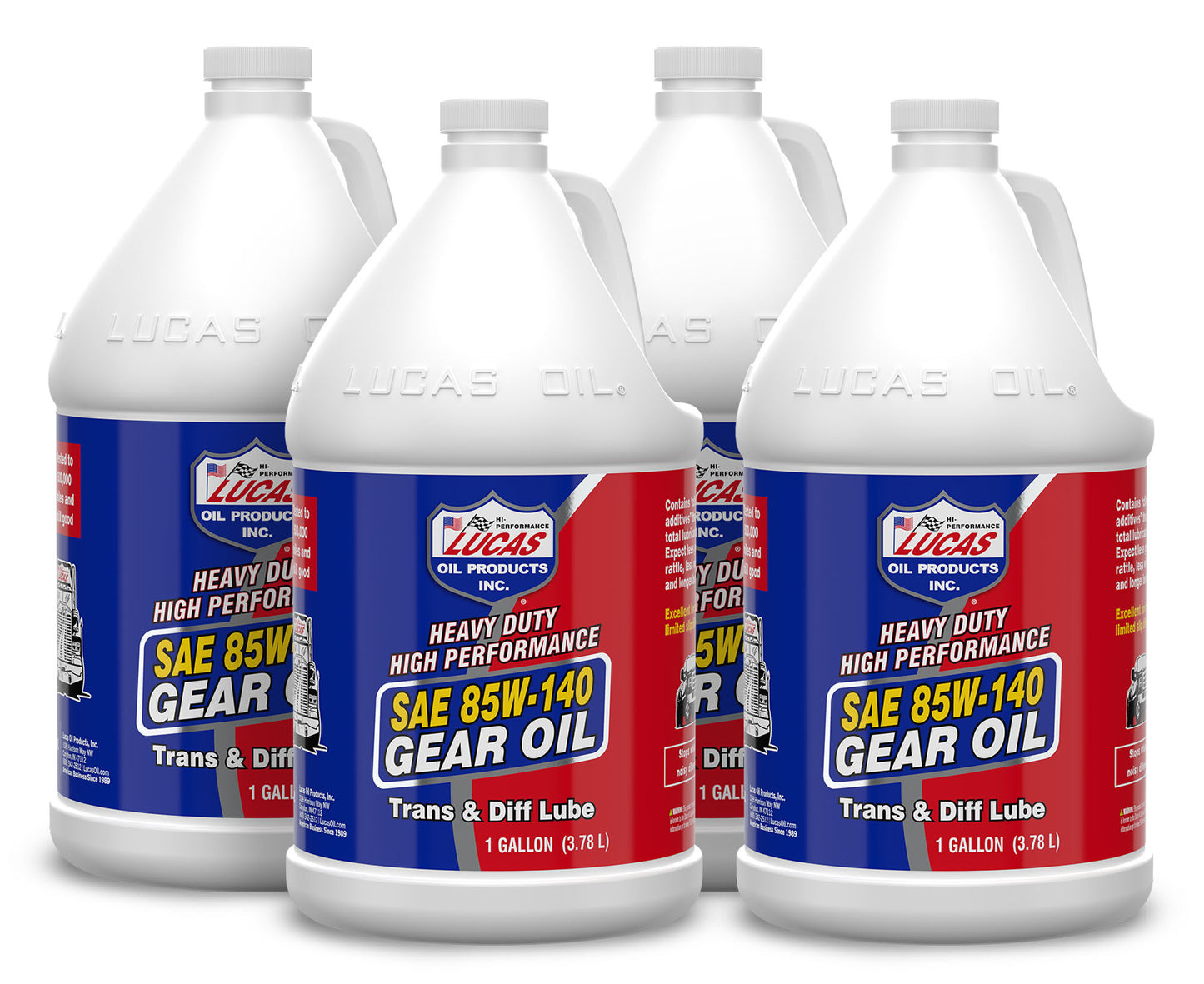 Lucas Oil Gear Oil - Heavy Duty - 85W140 - Limited Slip Additive - Conventional - 1 gal Jug - Set of 4