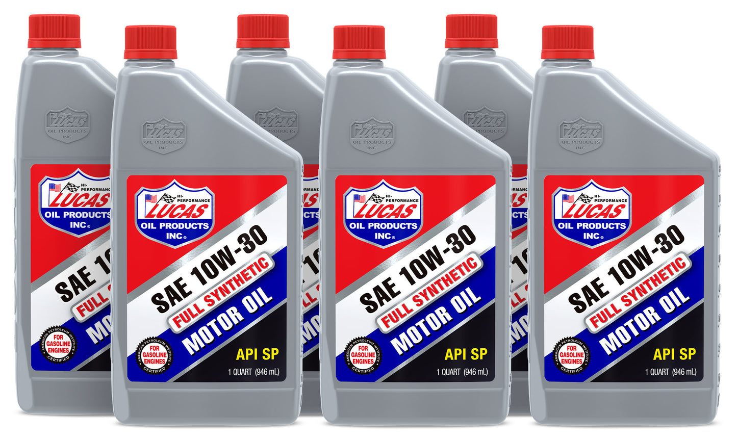 Lucas Oil Motor Oil - Synthetic API - 10W30 - Synthetic - 1 qt Bottle - Set of 6