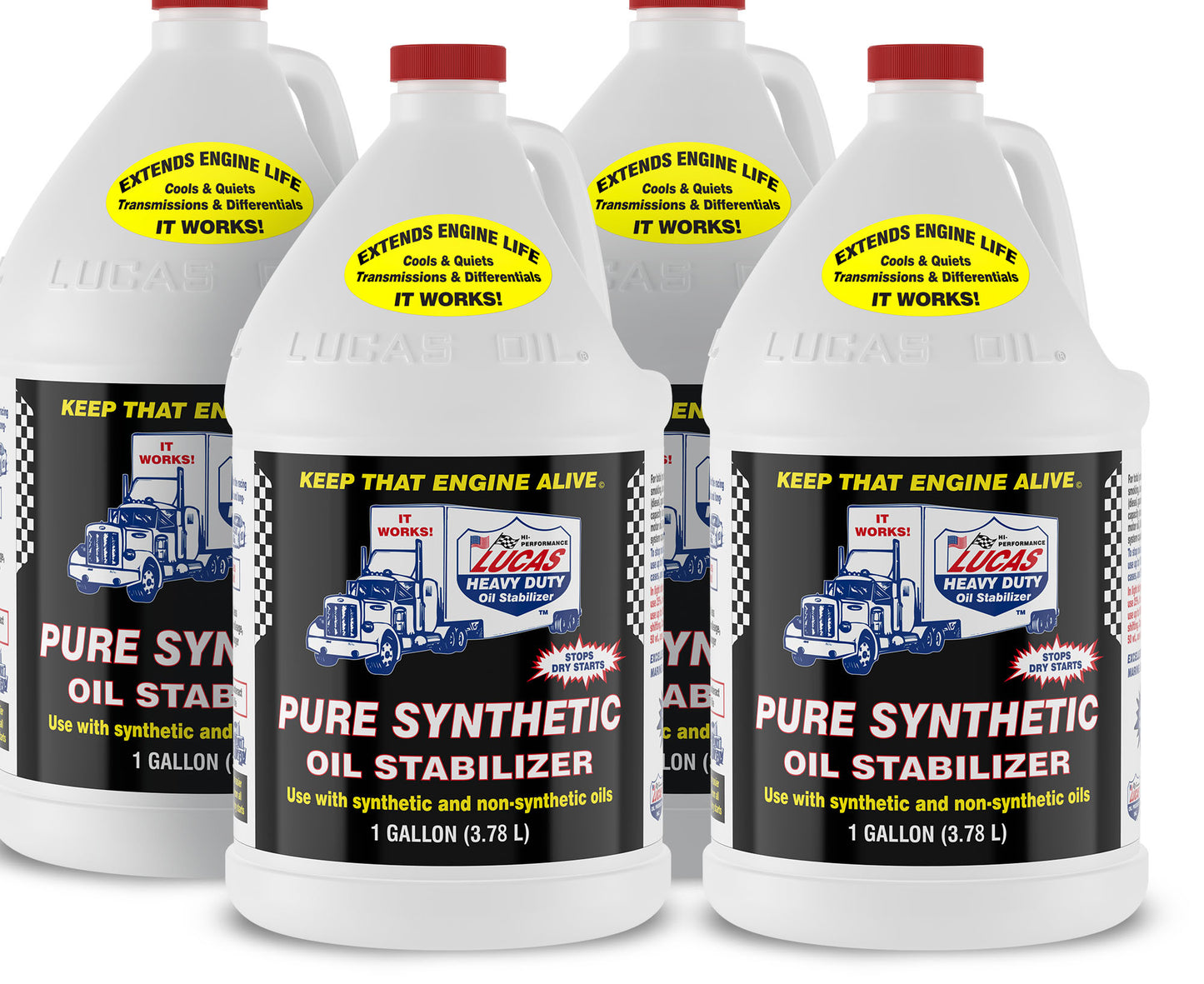 Lucas Oil Motor Oil Additive - Pure Synthetic Oil Stabilizer - Synthetic - 1 gal Jug - Set of 4
