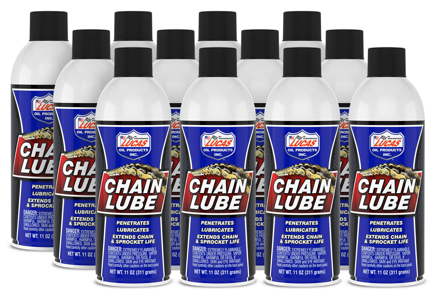 Lucas Oil Chain Lubricant - Semi-Synthetic - 11 oz Aerosol - Set of 12