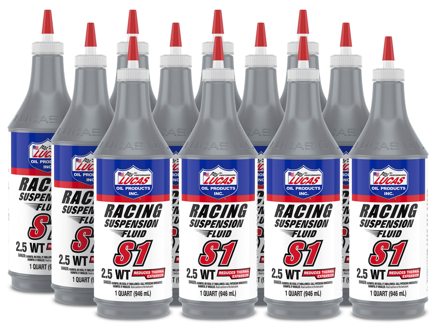 Lucas Oil Shock Oil - S1 Racing Suspension Fluid - 2.5WT - Synthetic - 1 qt Bottle - Set of 12