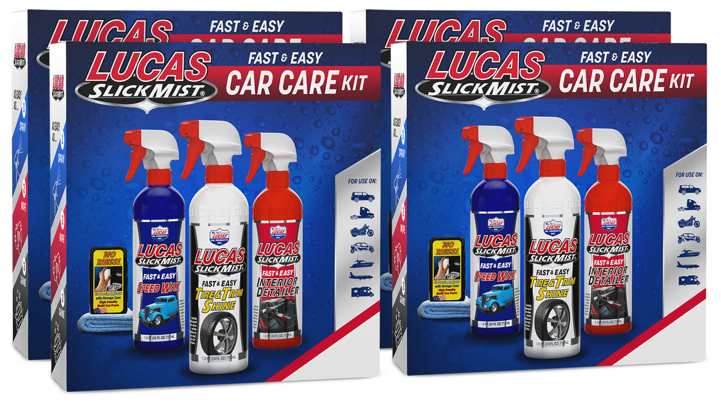 Lucas Oil Detailer - Slick Mist - 4 Interior Detailer / 4 Tire and Trim Shine / 4 Speed Wax - Kit
