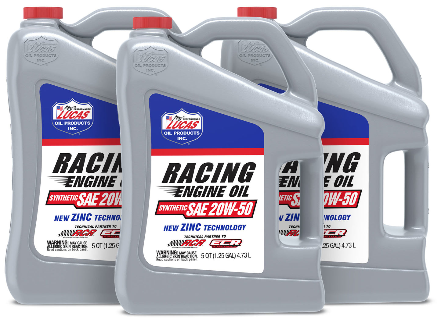 Lucas Oil Motor Oil - Racing - High Zinc - 20W50 - Synthetic - 5 qt Jug - Set of 3