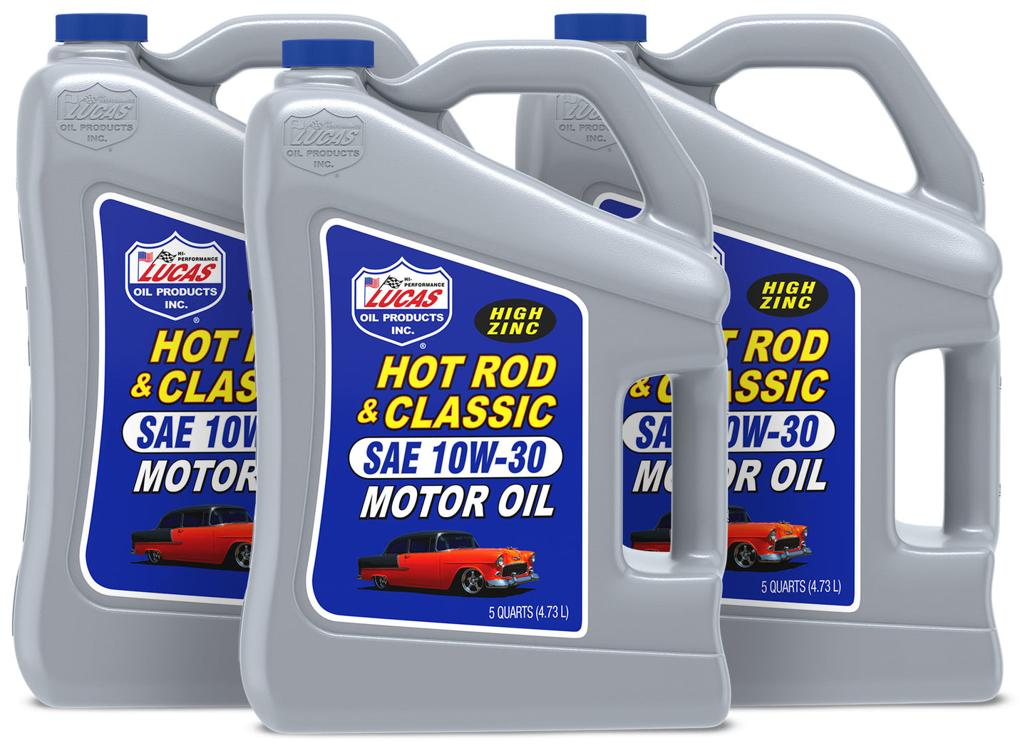 Lucas Oil Motor Oil - Hot Rod and Classic Car - High Zinc - 10W30 - Conventional - 5 qt Jug - Set of 3