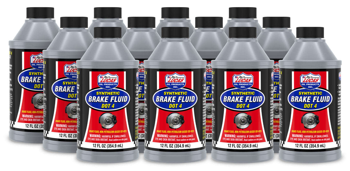 Lucas Oil Brake Fluid - DOT 4 - Synthetic - 12 oz Bottle - Set of 12