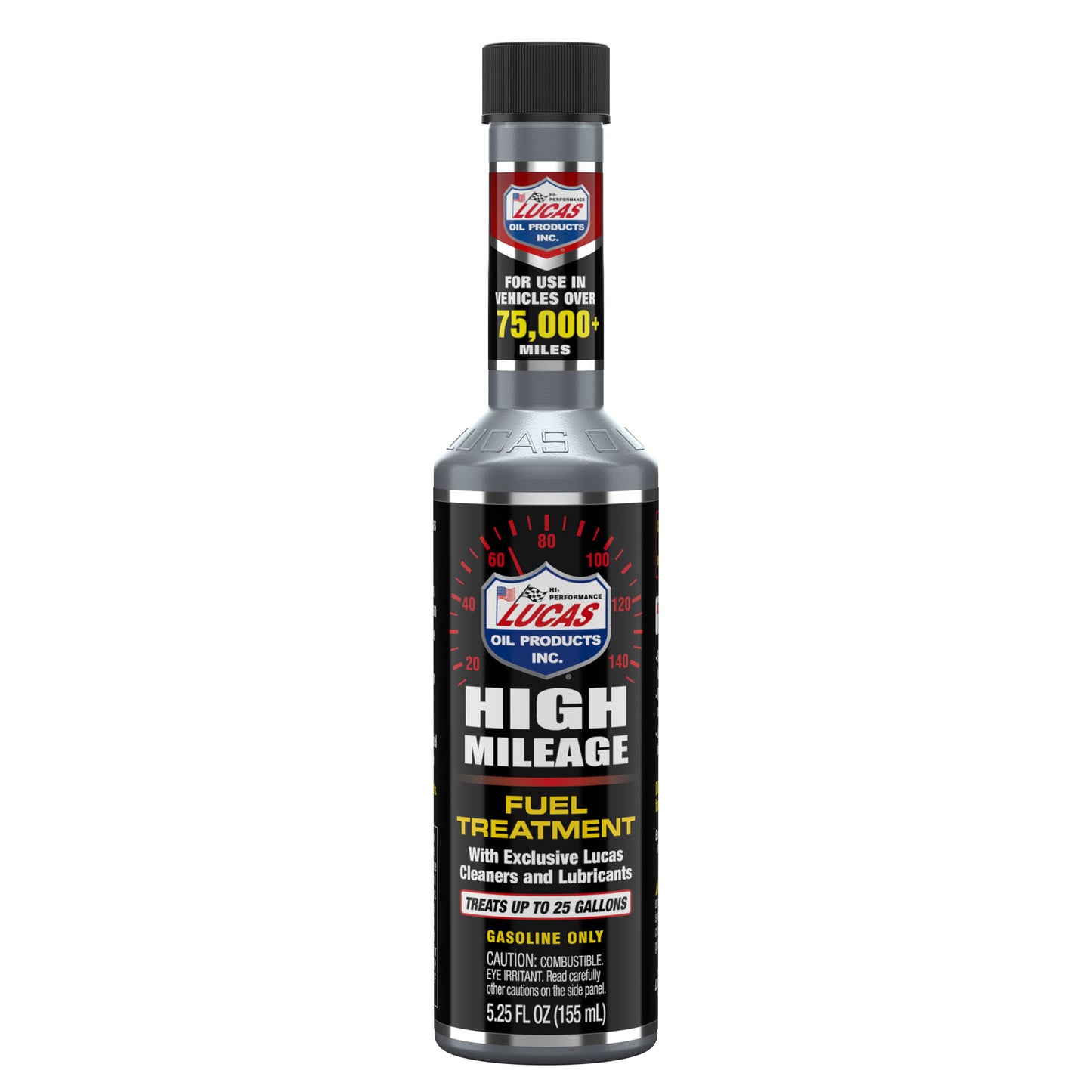 Lucas Oil Fuel Additive - High Mileage Fuel Treatment - System Cleaner - Lubricant - Gas - 5.25 oz Bottle - Each