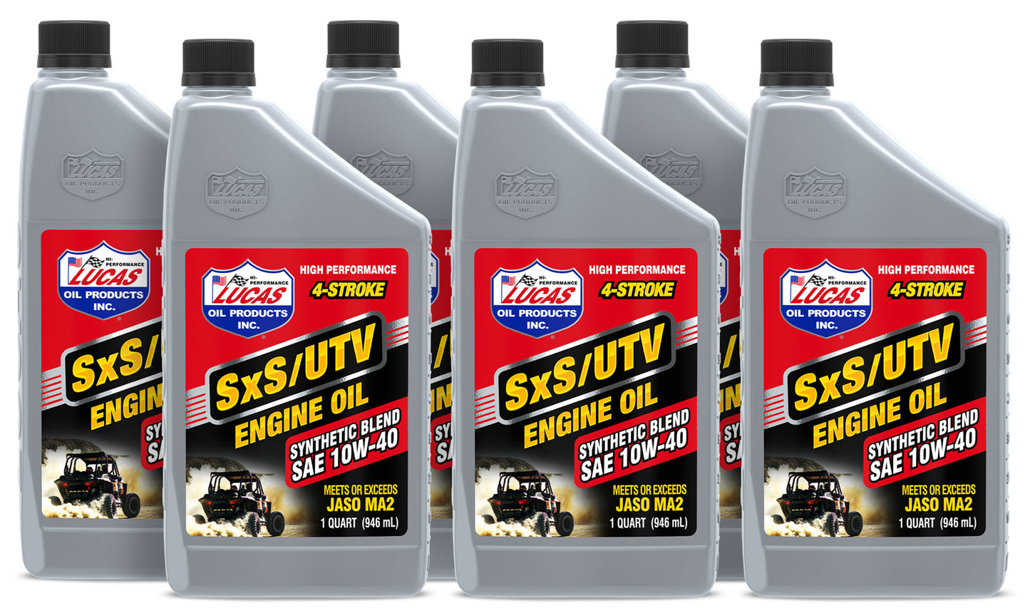 Lucas Oil Motor Oil - SxS - 10W40 - Semi-Synthetic - 1 qt Bottle - Set of 6