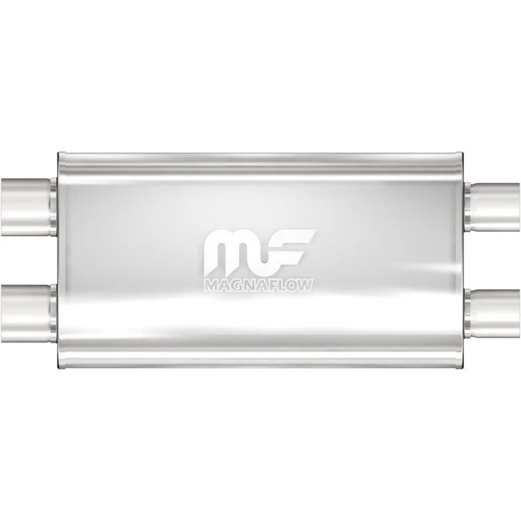 Magnaflow Perf Exhaust Muffler - Dual 3 in Inlets - Dual 3 in Outlets - 22 x 11 x 5 in Oval Body - 28 in Long -