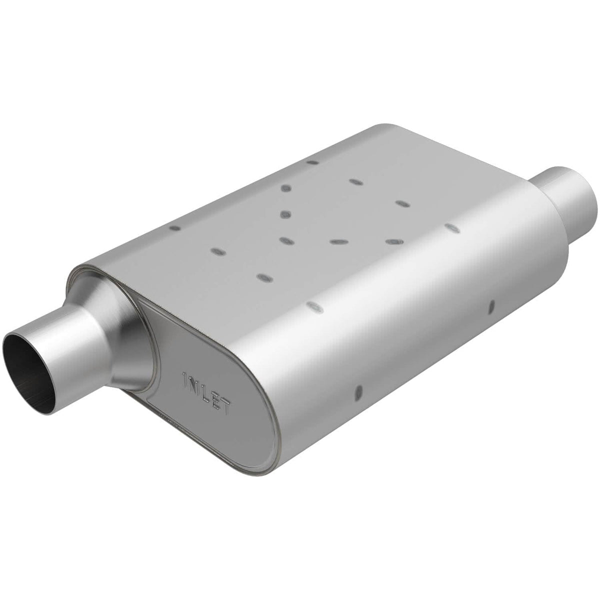 Magnaflow Perf Exhaust Muffler - Rumble - 2.5 in Offset Inlet - 2.5 in Offset Outlet - 13 x 4.25 x 9.5 in Oval Body -