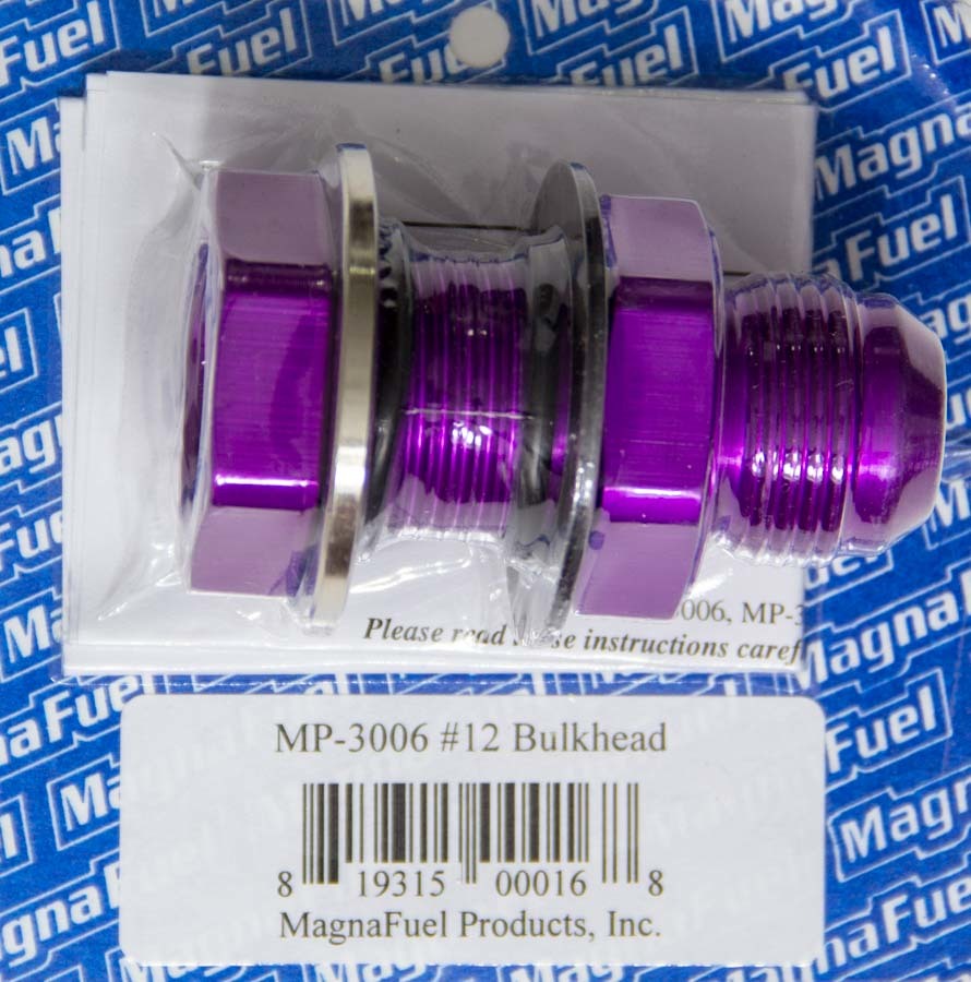 Magnafuel/Magnaflow Fuel Systems Fitting - Bulkhead - Straight - 12 AN Male to 12 AN Male Bulkhead - Aluminum - Black