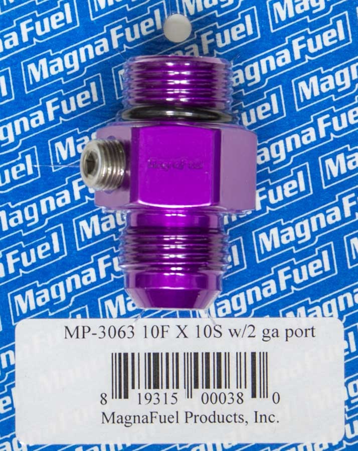 Magnafuel/Magnaflow Fuel Systems Fitting - Gauge Adapter - Straight - 10 AN Male to 10 AN Male O-Ring - Two 1/8 in NPT
