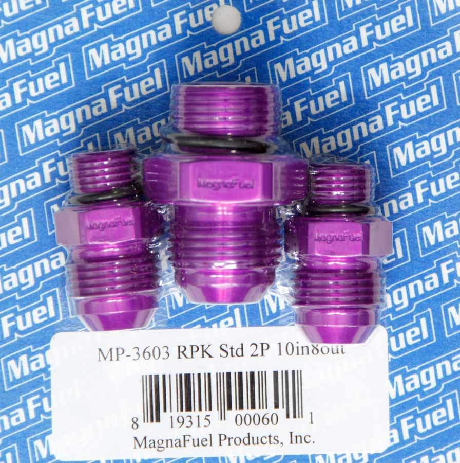 Magnafuel/Magnaflow Fuel Systems Regulator Fitting Kit - Straight - One 10 AN Male to 10 AN Male O-Ring - Two 8 AN