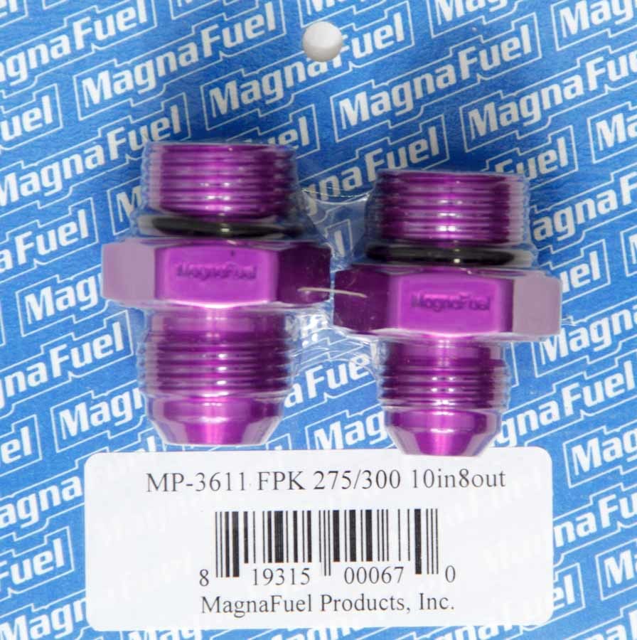 Magnafuel/Magnaflow Fuel Systems Fuel Pump Fitting Kit - One 10 AN Male Fitting - One 8 AN Male Fitting - Aluminum -