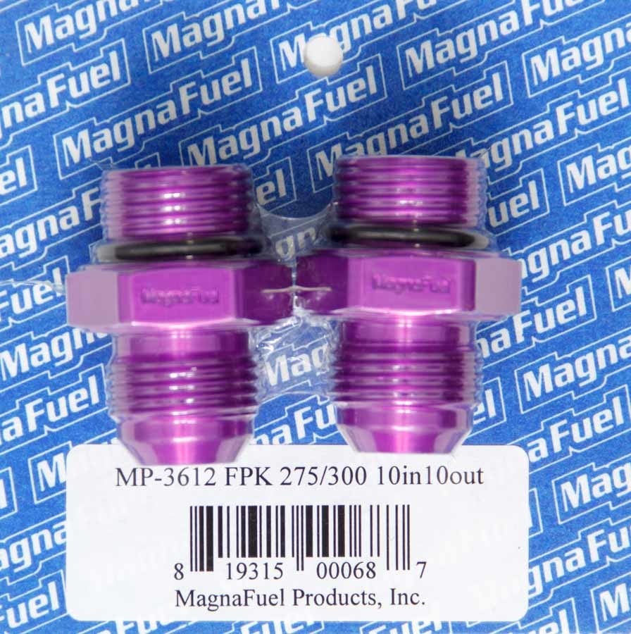 Magnafuel/Magnaflow Fuel Systems Fuel Pump Fitting Kit - Two 10 AN Male Fittings - Aluminum - Purple Anodized -