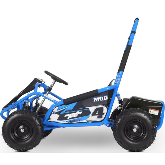 MotoTec Mud Kids Electric 48V 1000W Go Kart Full Suspension Blue - view 2