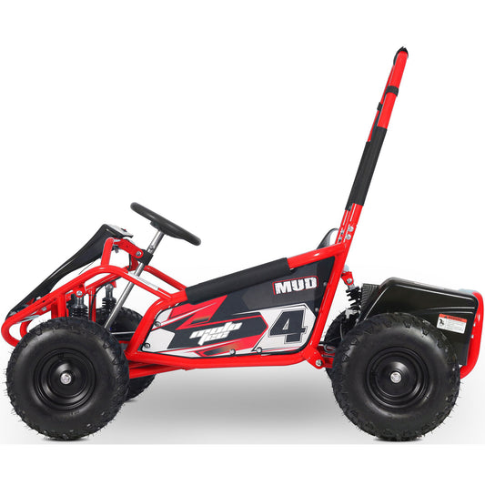 MotoTec Mud Kids Electric 48V 1000W Go Kart Full Suspension Red - view 2