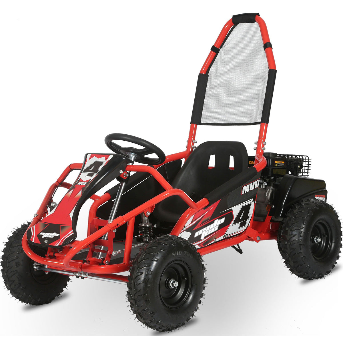 MotoTec Mud Kids Gas 98cc Go Kart Full Suspension Red - view 6