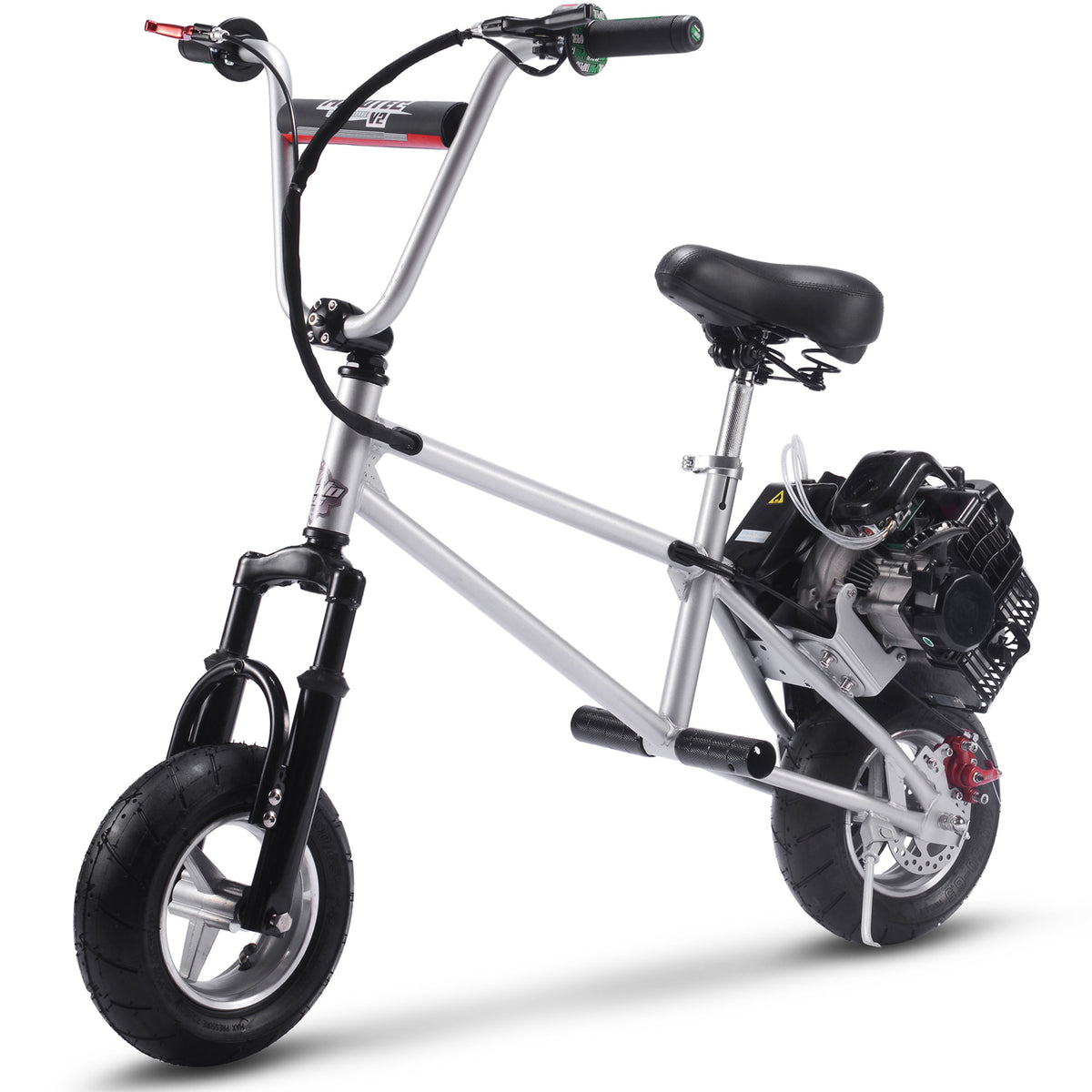 MotoTec 49cc Gas Mini Bike V2 Silver - view 6