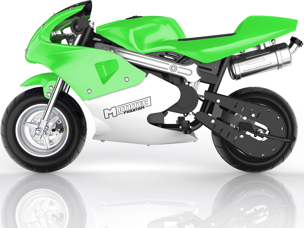 MotoTec Phantom Gas Pocket Bike 49cc 2-Stroke Green - view 6