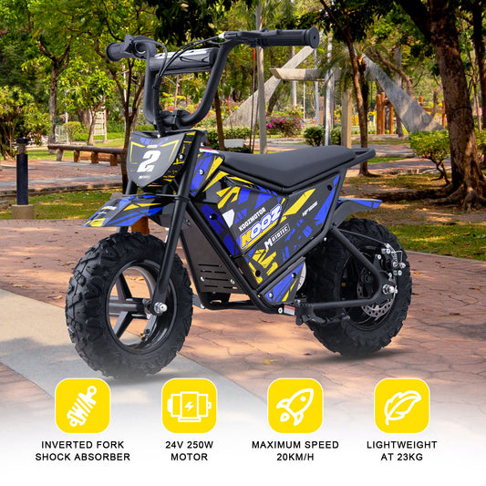 MotoTec 24V 250W (HP120E) Electric Mini Bike Blue - view 2