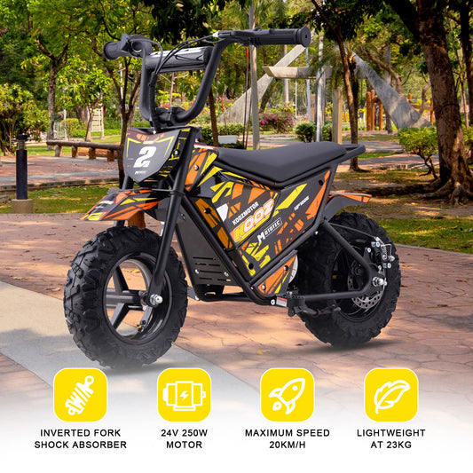 MotoTec 24V 250W (HP120E) Electric Mini Bike Orange - view 2