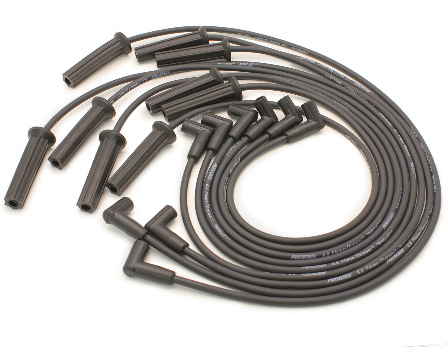 Pertronix Ignition Spark Plug Wire Set - Magx2 - Spiral Core - 8 mm - Black - Straight Plug Boots - HEI Style Terminal