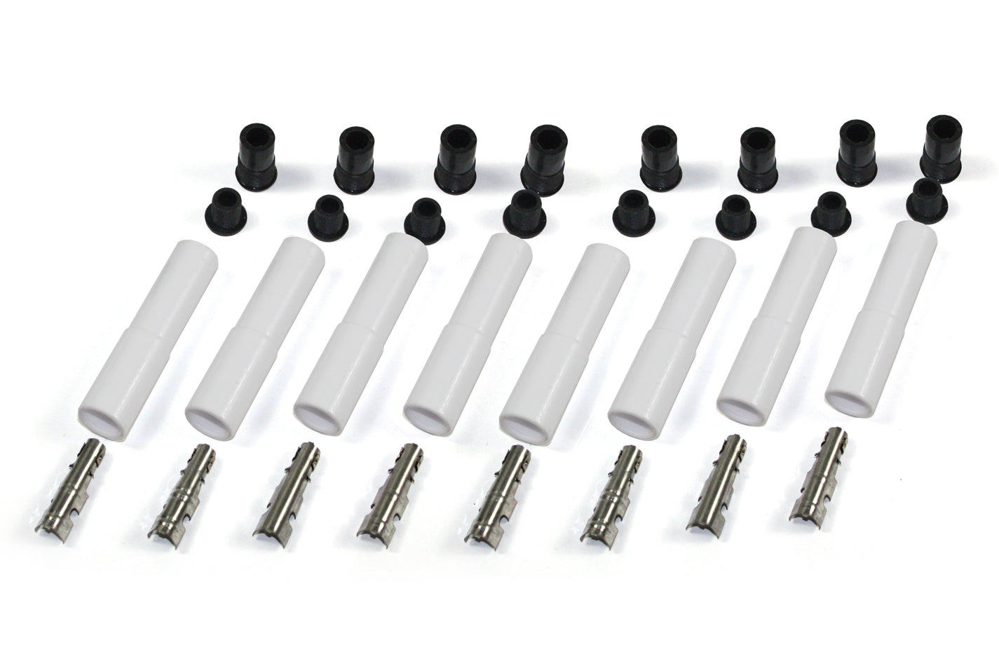 Pertronix Ignition Boot / Terminal Kit - Spark Plug - 8 mm - Straight - White - Set of 8