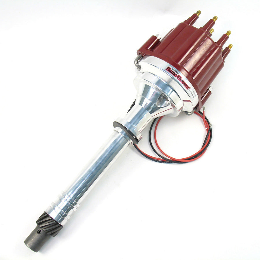 Pertronix Ignition Distributor - Flame-Thrower Billet Marine - Magnetic Pickup - Mechanical Advance - HEI Style