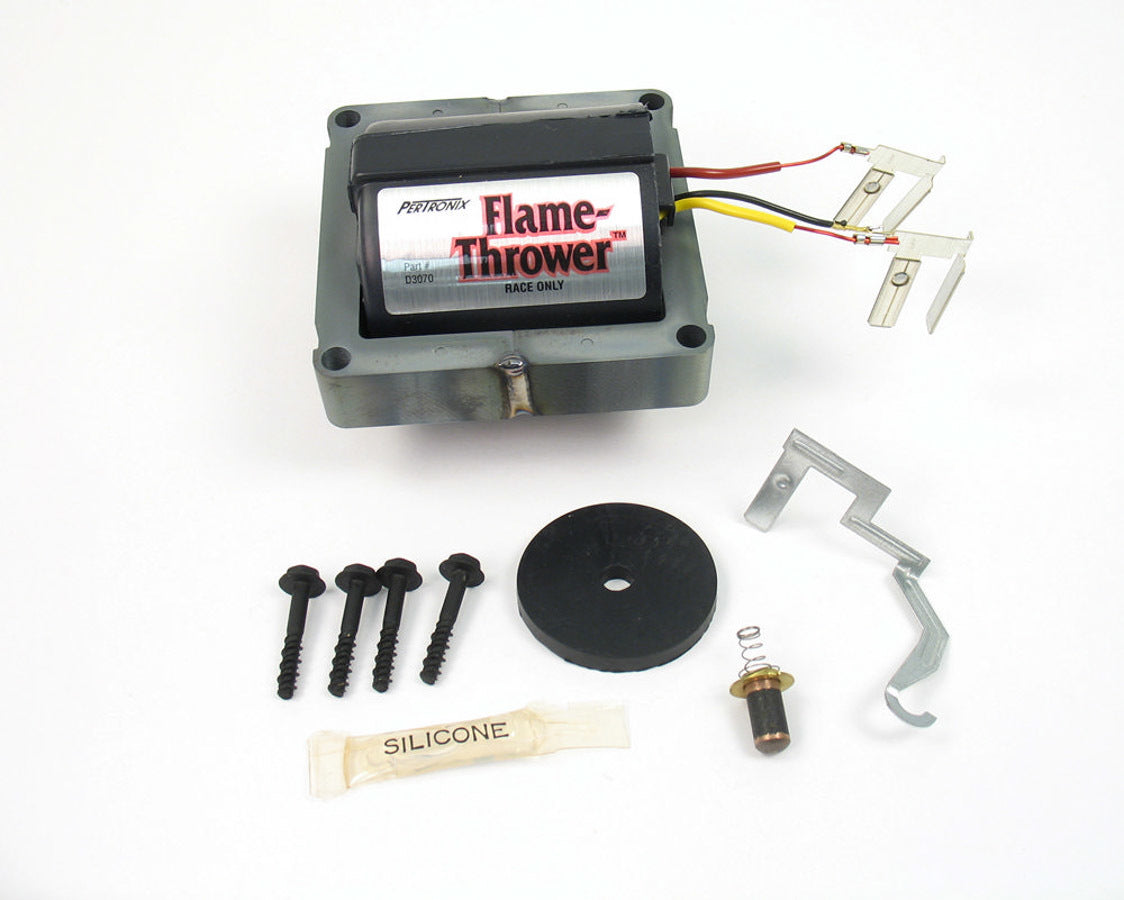 Pertronix Ignition Ignition Coil - Flame Thrower Race Only - E-Core - Coil in Cap - 50000V - Black - GM HEI - Each
