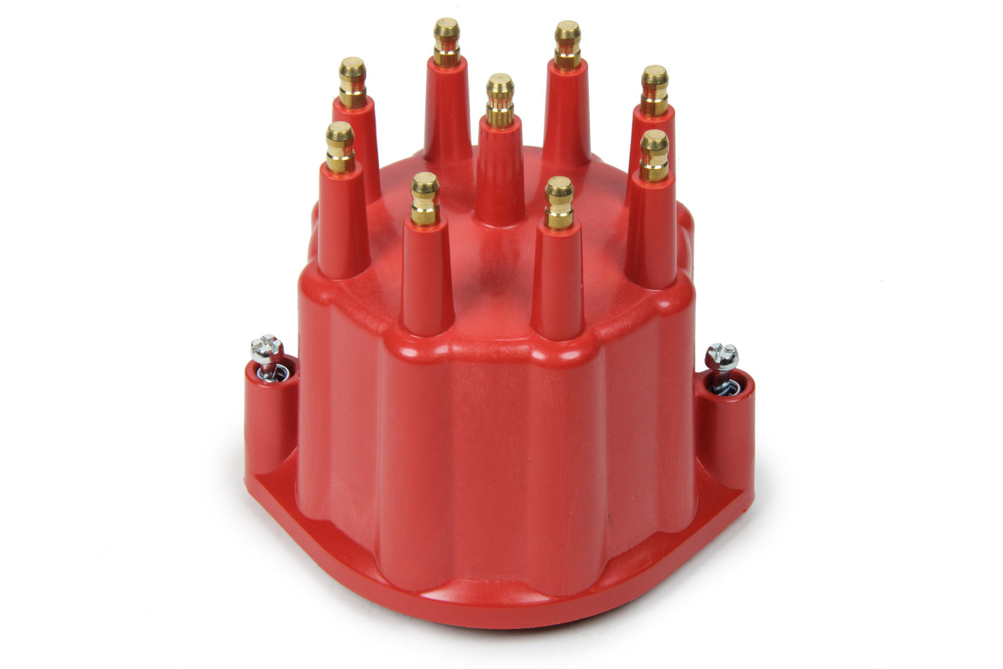Pertronix Ignition Distributor Cap - HEI Style Terminals - Brass Terminals - Twist Lock - Plastic - Red - Non-Vented -