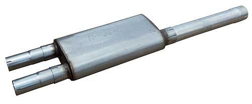 Pypes Performance Exhaust Muffler - Violator - Stock Muffler Replacement - 3 in Inlet - Dual 2.5 in Outlets -