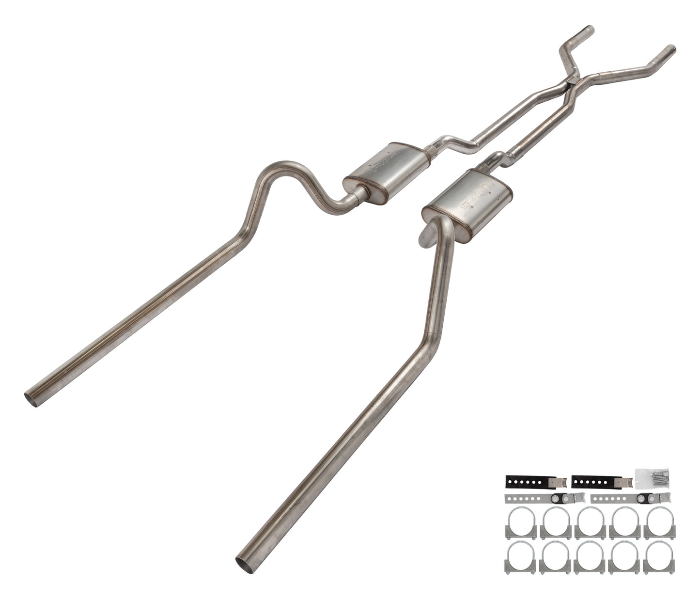 Pypes Performance Exhaust Exhaust System - Street Pro Series - Crossmember-Back - H-Pipe - 2.5 in Diameter - Stainless
