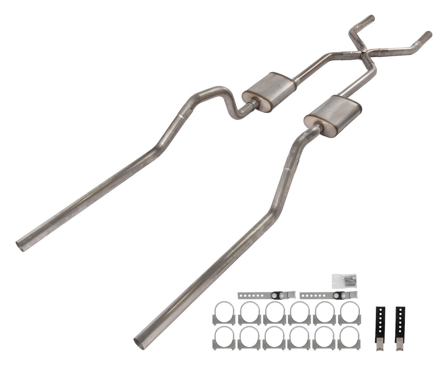 Pypes Performance Exhaust Exhaust System - Street Pro Series - Crossmember-Back - X-Pipe - 2.5 in Diameter - Stainless