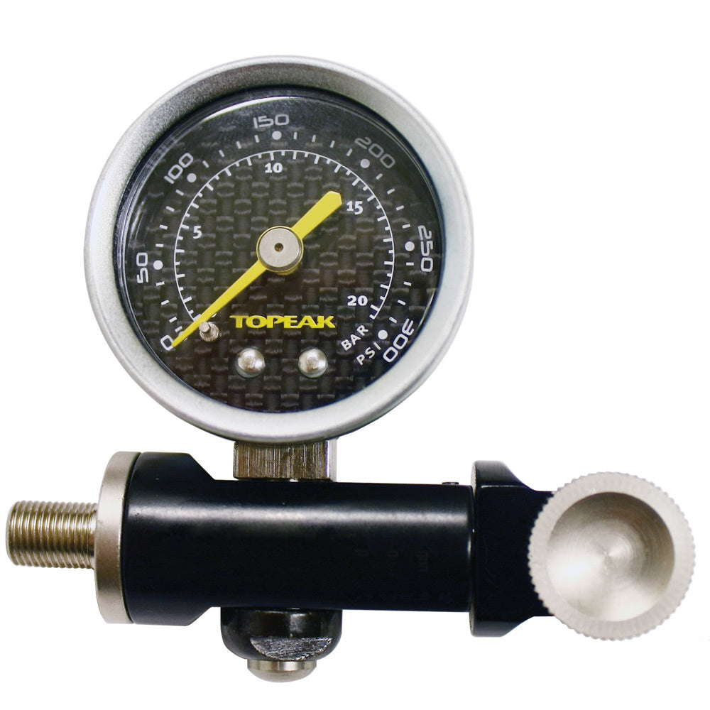 Qa1 Shock Inflator and Gauge - 0-300 psi - Mechanical - Analog - Carbon Fiber Face - QA1 16 / 26V / 28V Monotube