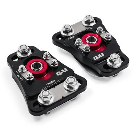 Qa1 Caster / Camber Plates - Strut - Independent Caster / Camber Adjustment - Aluminum - Black / Red Anodized - Ford